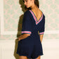 Becka Navy Ribbon Romper