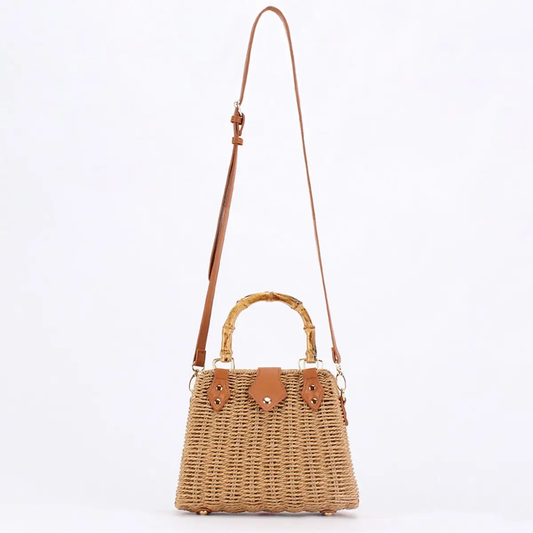 Straw Beach Bag with Bamboo Handle