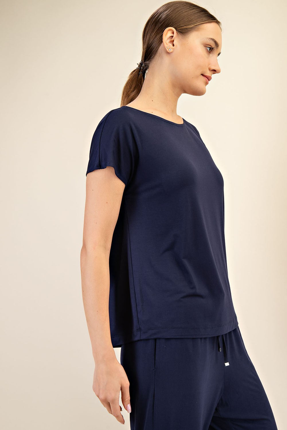 Basic Boat Neck Top navy