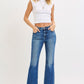 Risen High Rise Flare Jeans With Raw Cut Hem