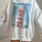 Pearl Grey Coastal Lighthouse Printed Sweatshirt