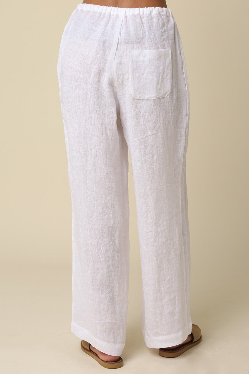 Millie Wide-leg Drawstring Linen Pants