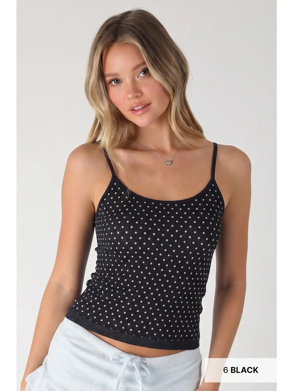 White Polka Dot Strap Cami