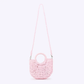 Solid Color Semi-Circle Handmade Straw BAG Pink