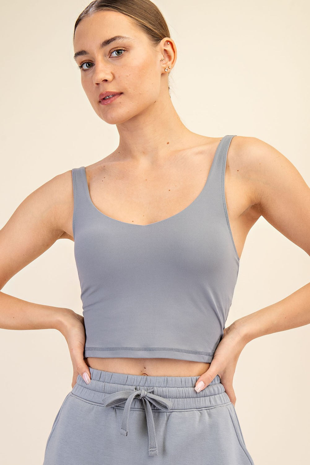 V Neck Yoga Top Rhino Grey