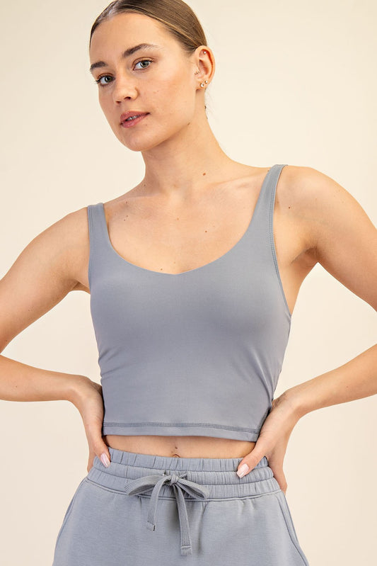 V Neck Yoga Top Rhino Grey