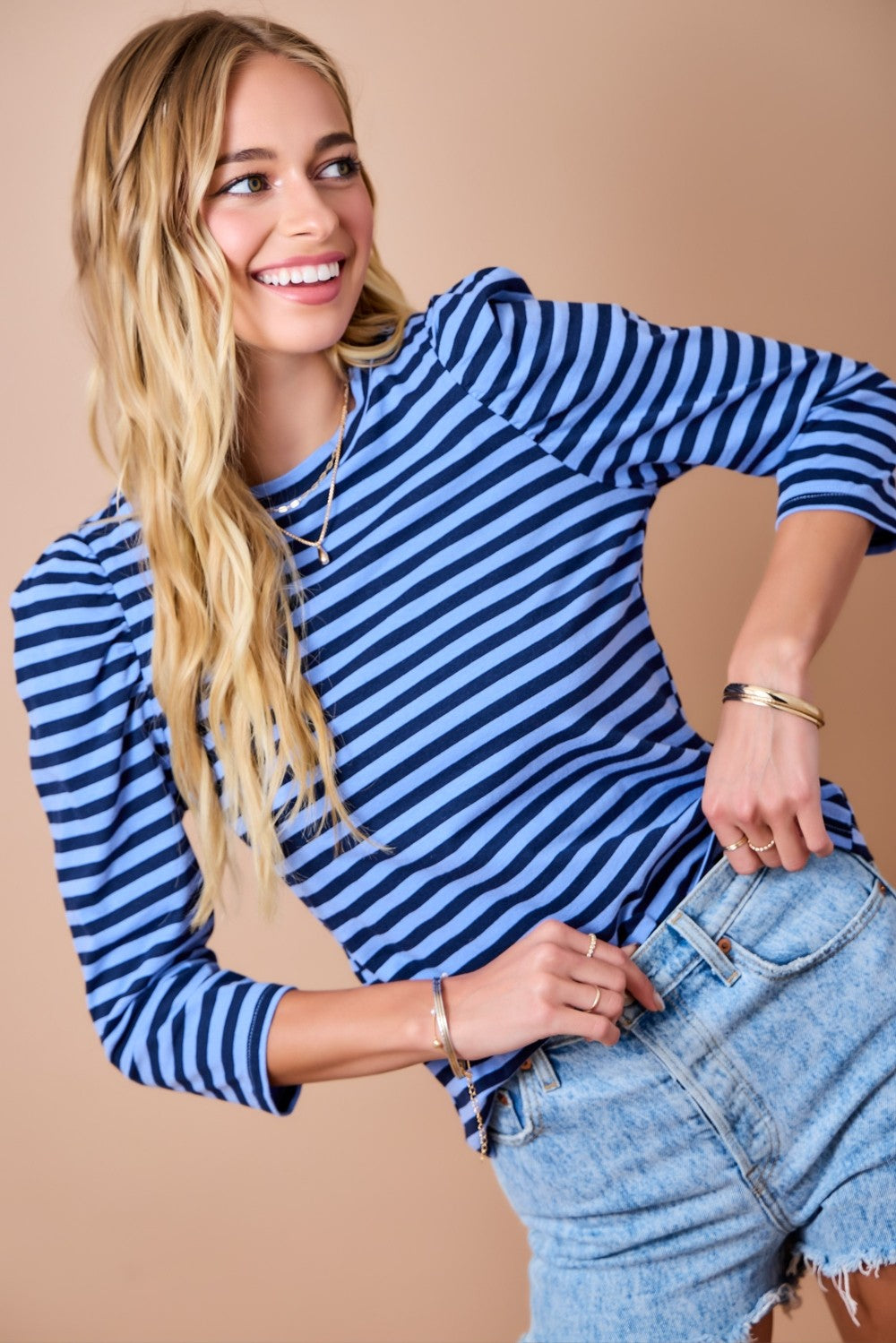 Dani Blue Striped Top