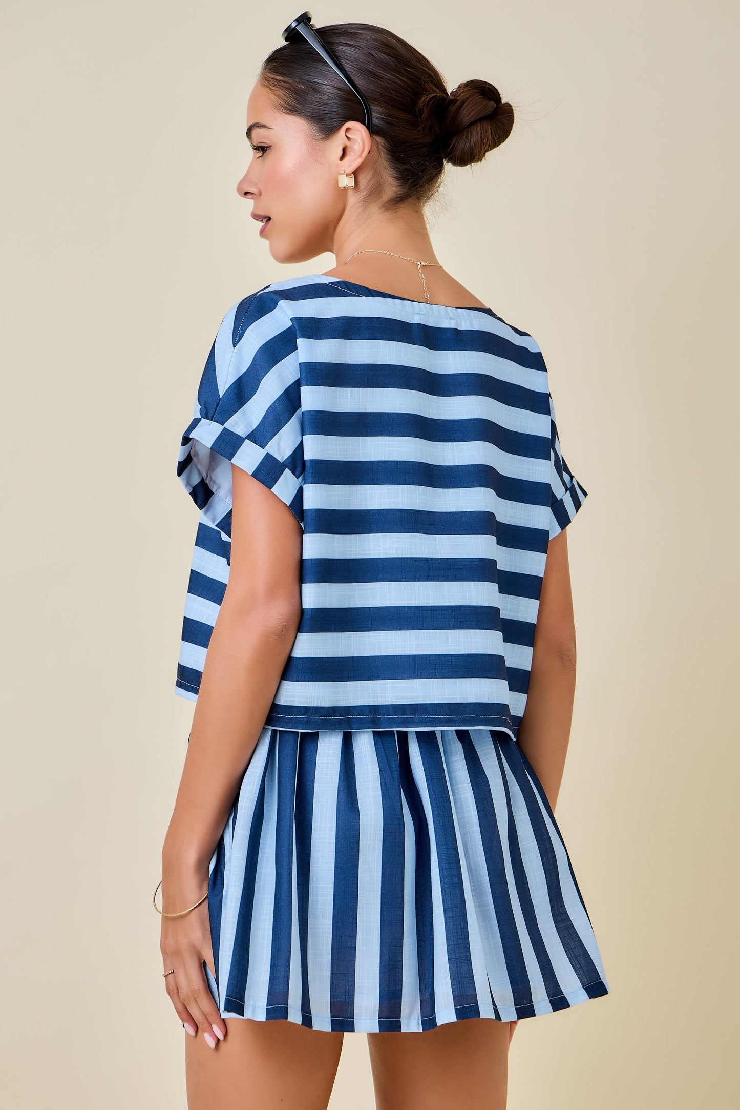 Devin Navy and Blue Striped Set