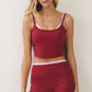 Contrast Layered Active Crop Tank Burgundy