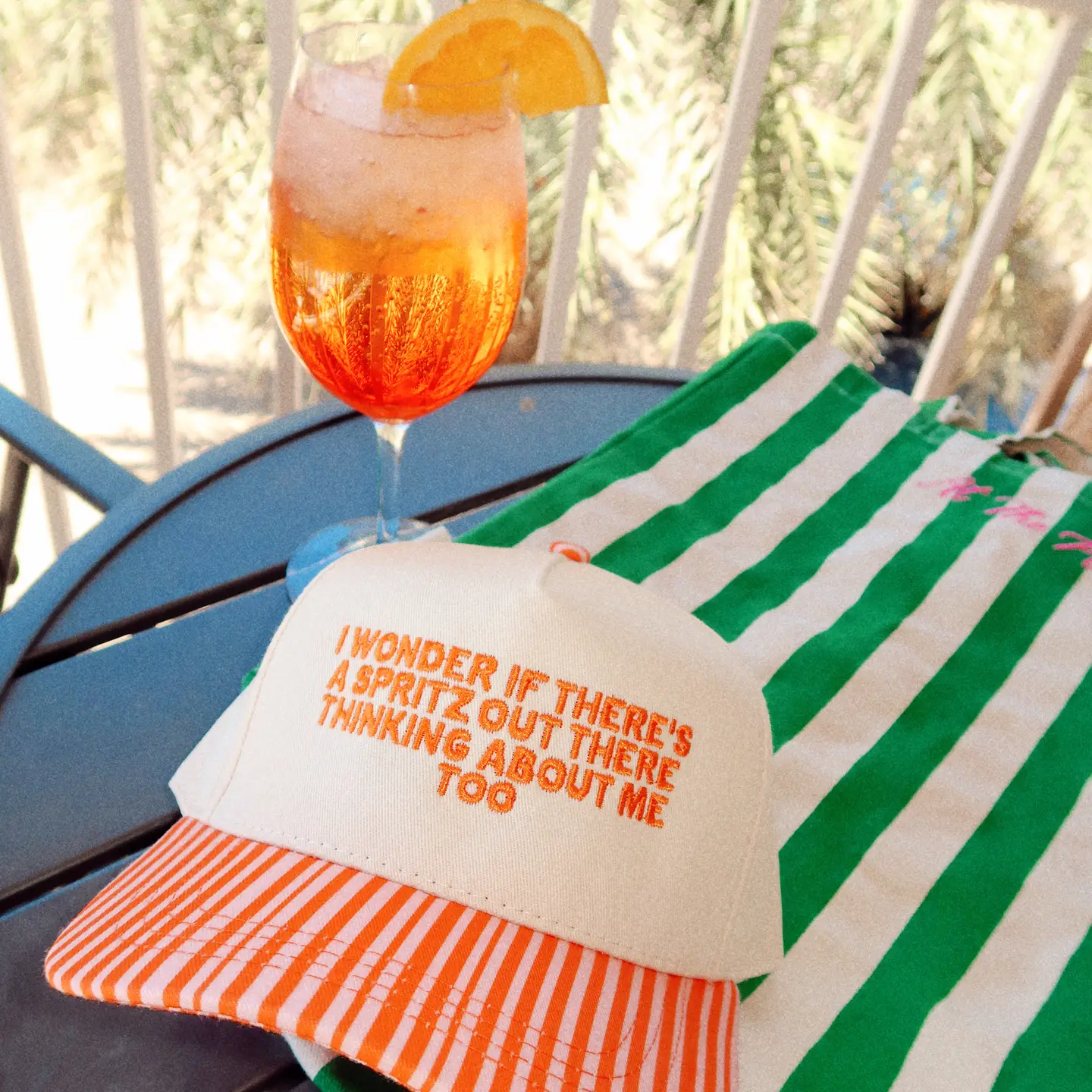 Spritz Hat Orange Striped Bill Embroidered Hat