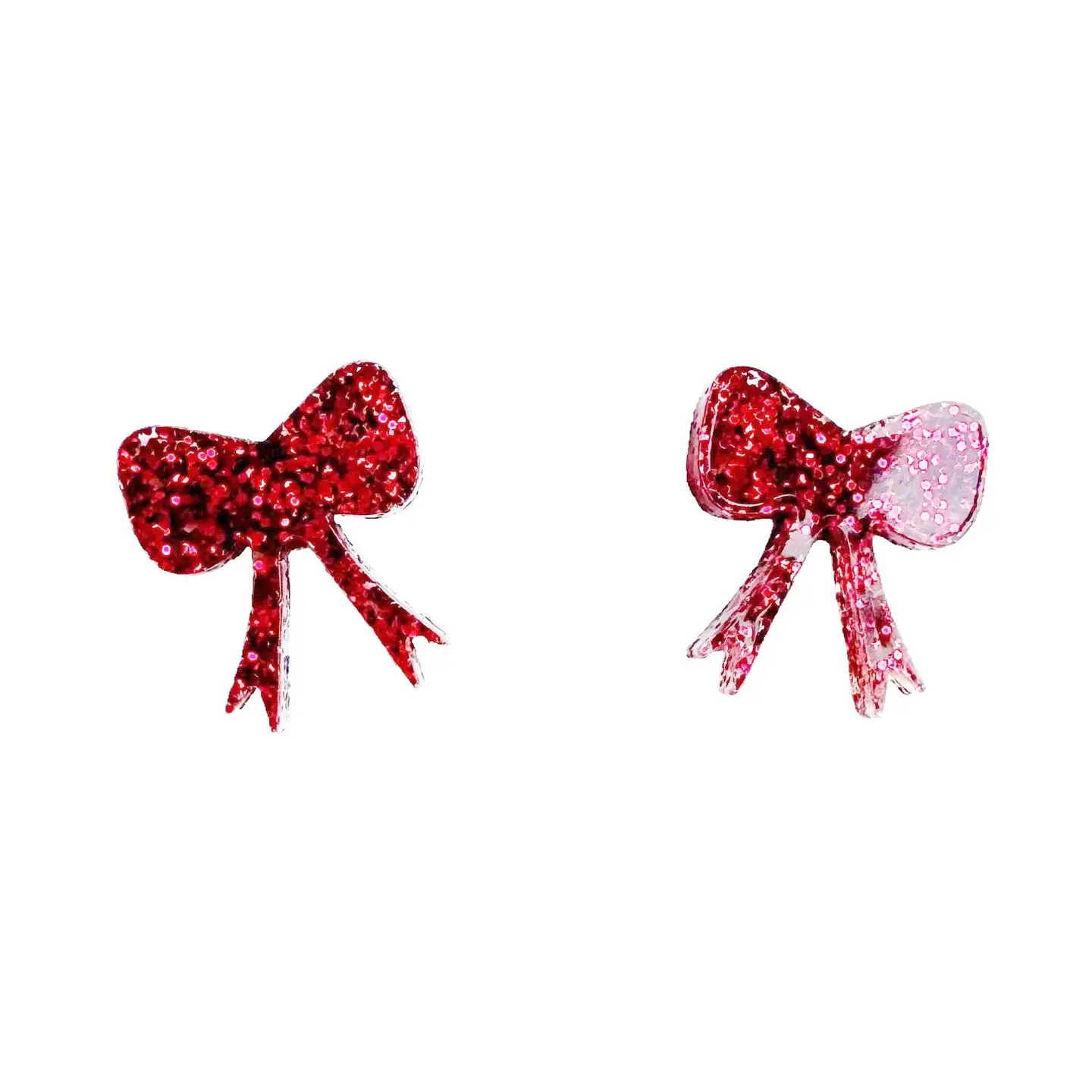 Red Glitter Acrylic Bow Stud