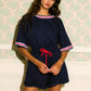 Becka Navy Ribbon Romper