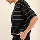 Modal Scuba Stripe Short Sleeve Top Black