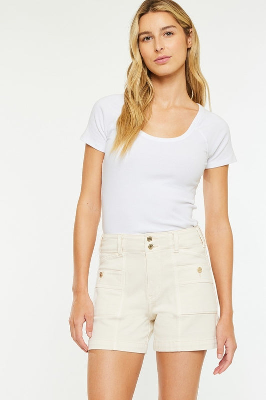Kancan cream denim shorts