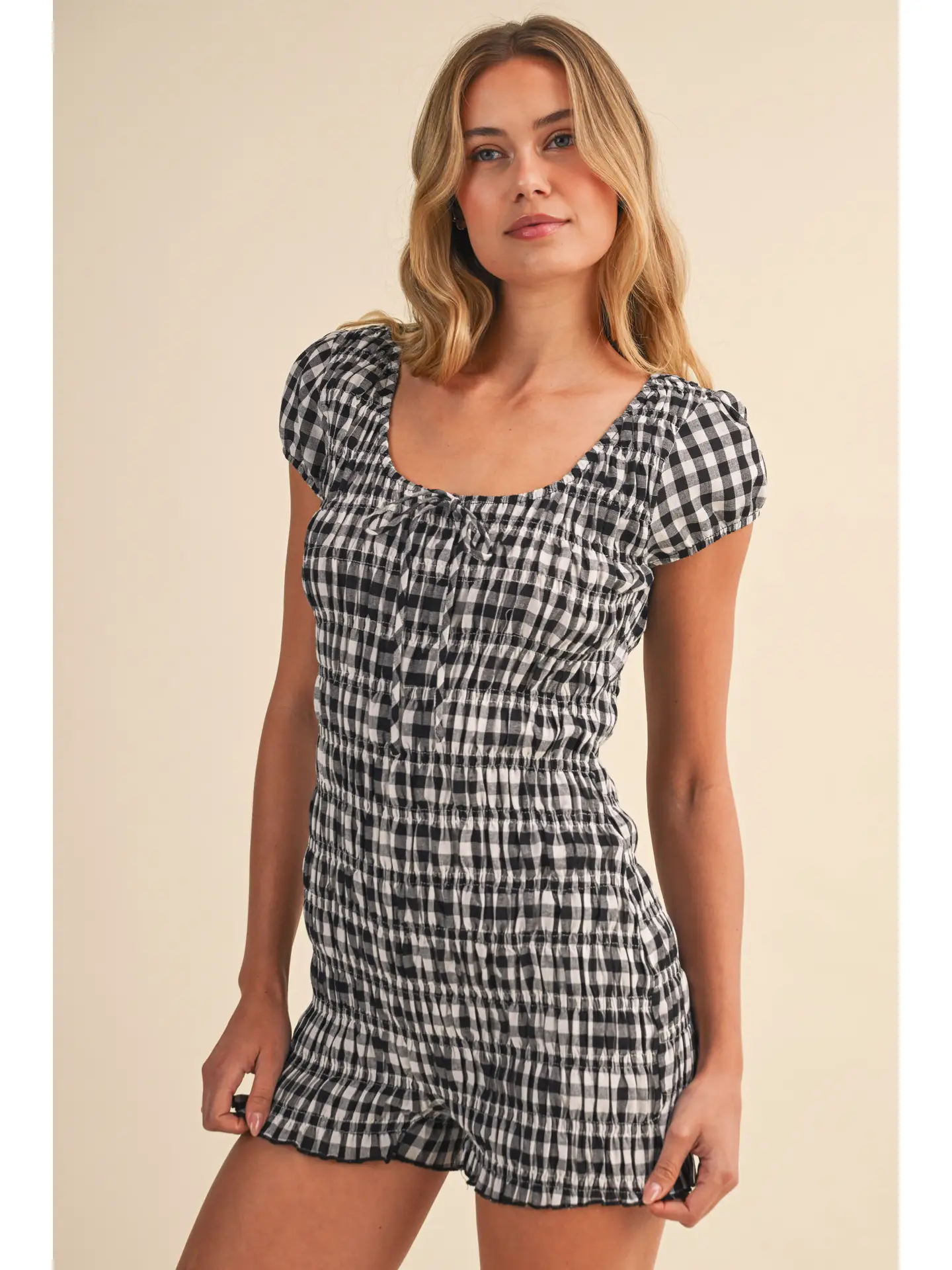 Kennedy Black Gingham Romper