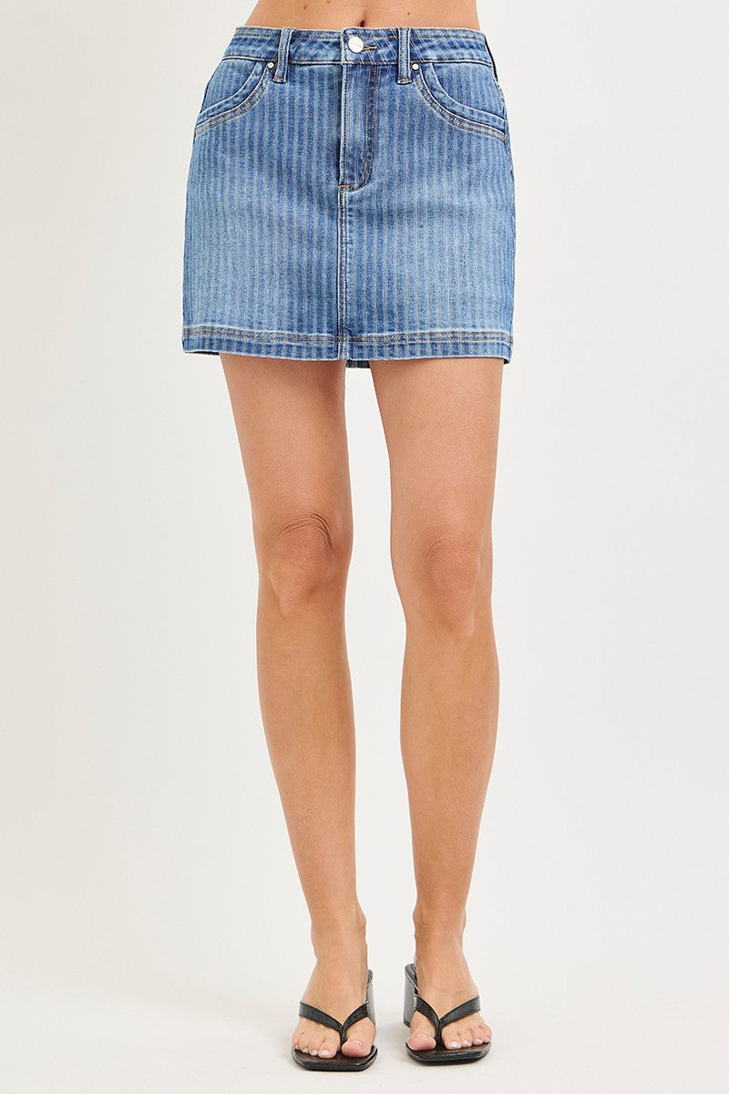 Risen High Rise Stripe Mini Skort
