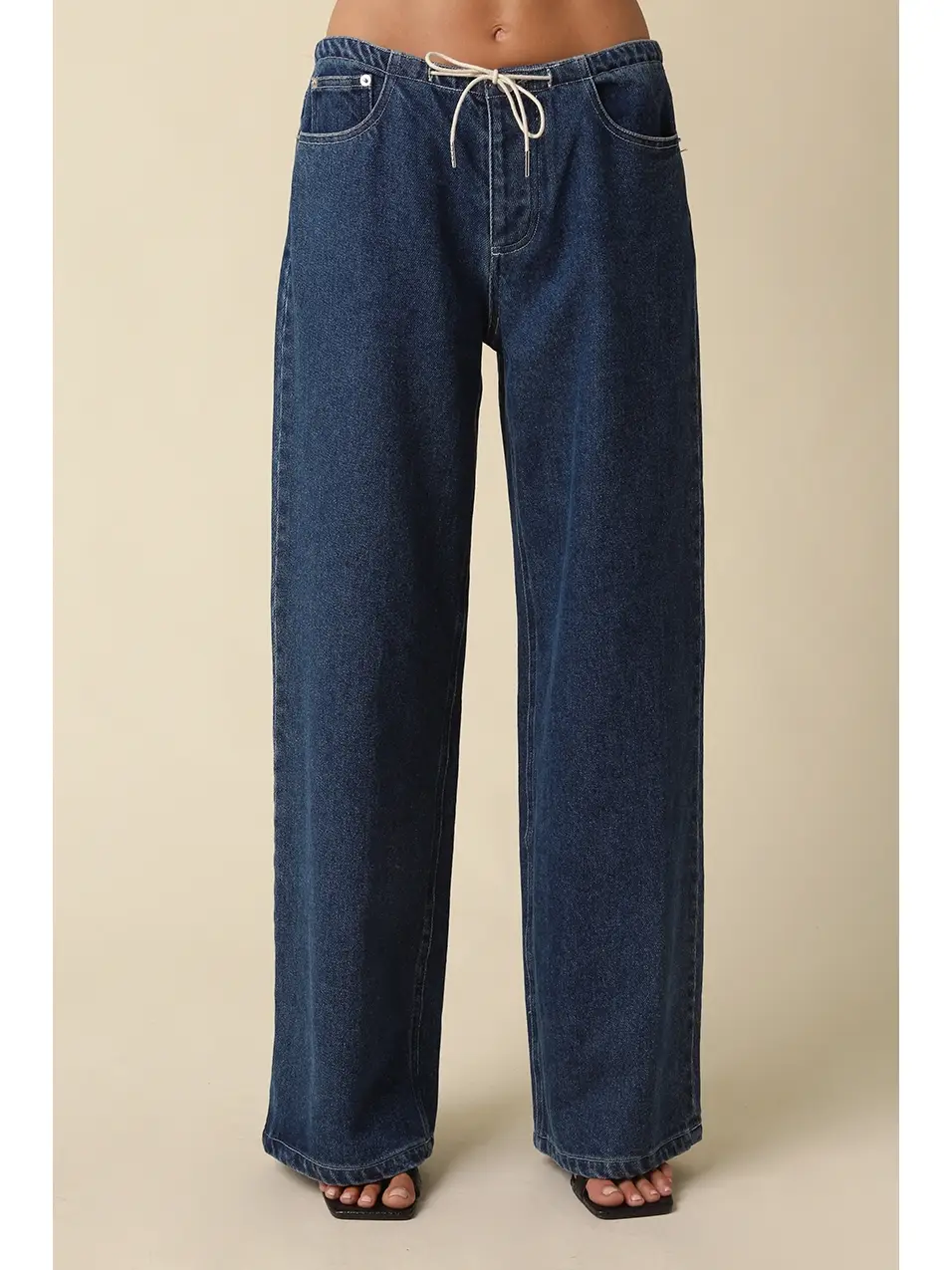Cora Drawstring Wide Leg Jeans