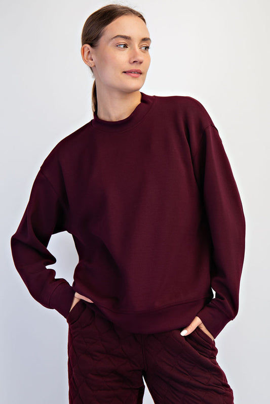 Mock Neck Cherry Pullover