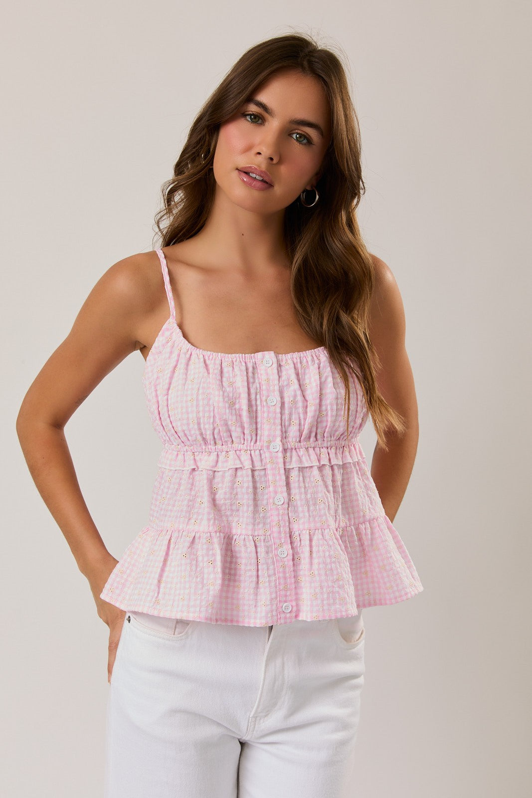 Lucy Pink Gingham Top