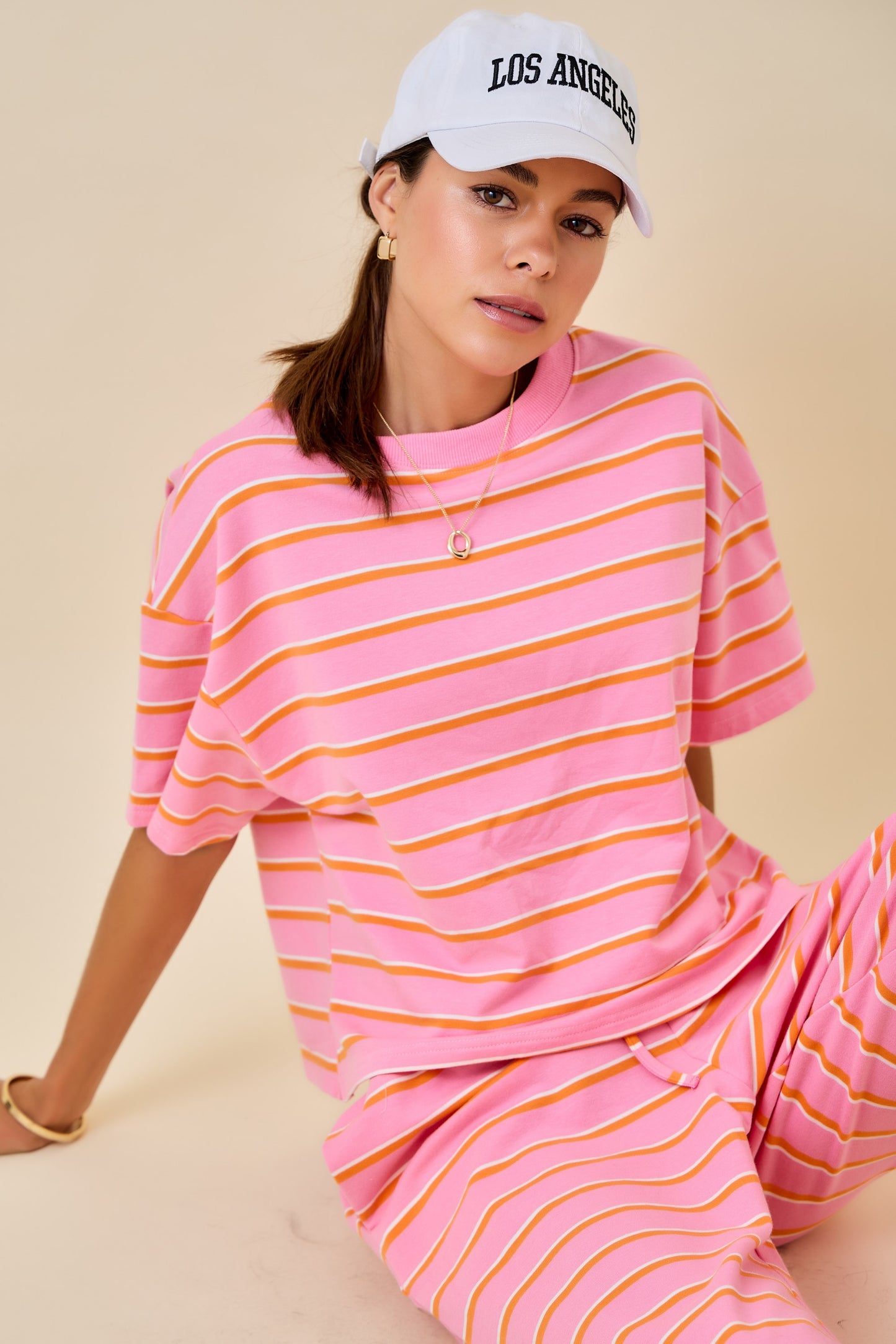 Dylan Striped Set Top Pink