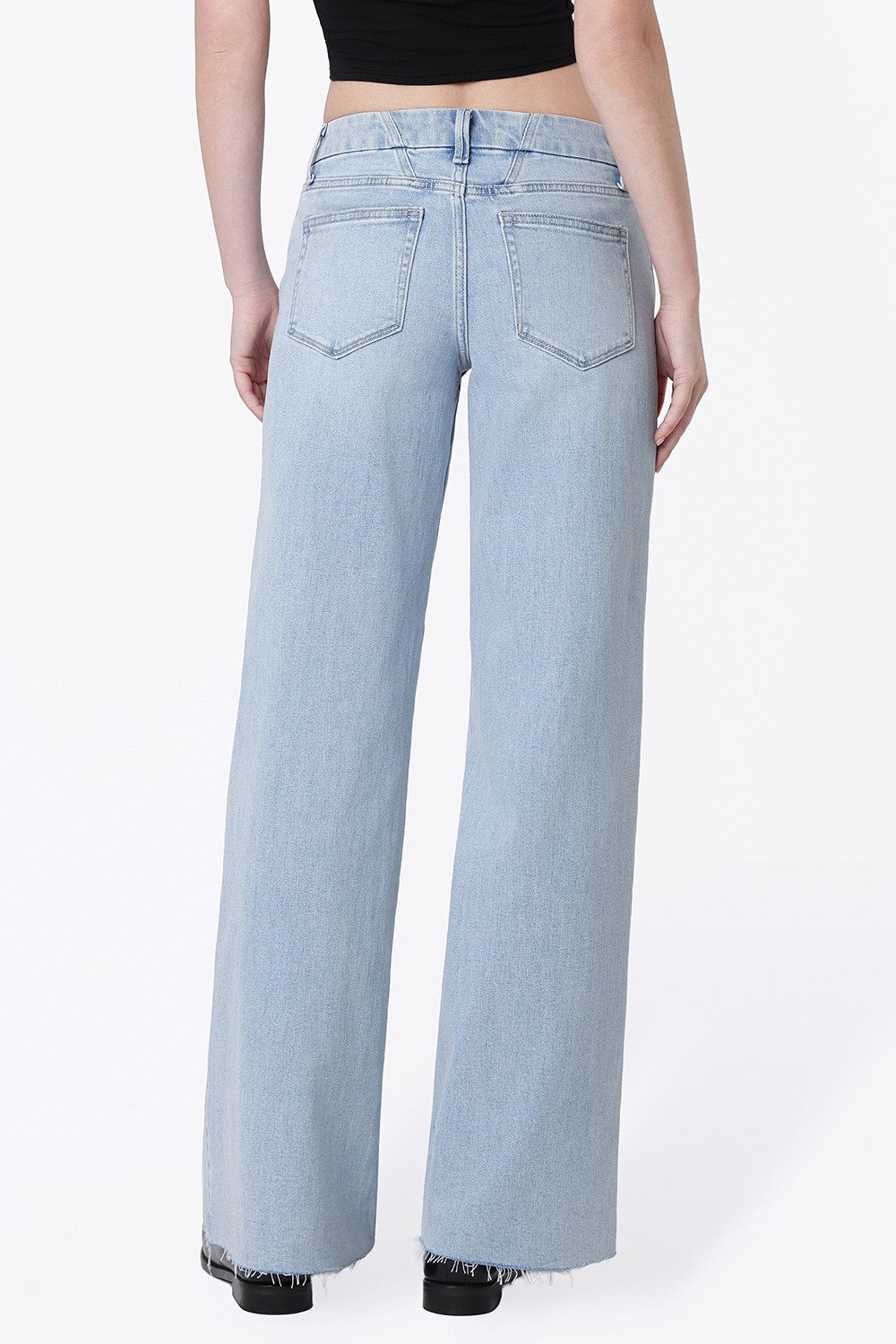 Vervet Mid Rise Light Wash Clean Cut Hem Wide Leg Jeans