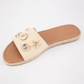 Raffia Espadrille Flat Slide Sandals with Shell