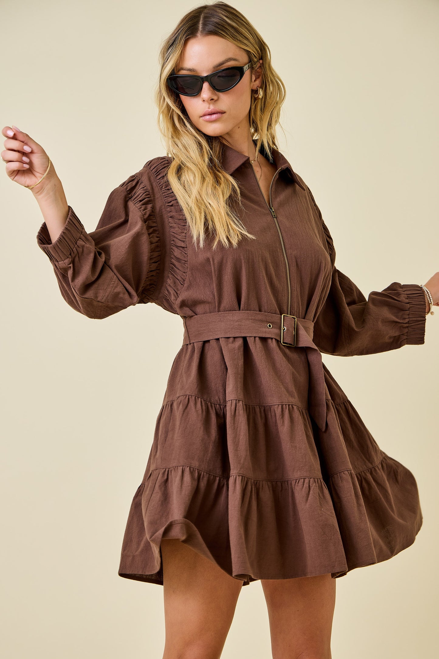 Becka Collared Zip-up Mini Dress