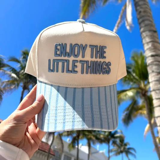 Enjoy the Little Things - Blue Stripe Vintage Trucker Hat