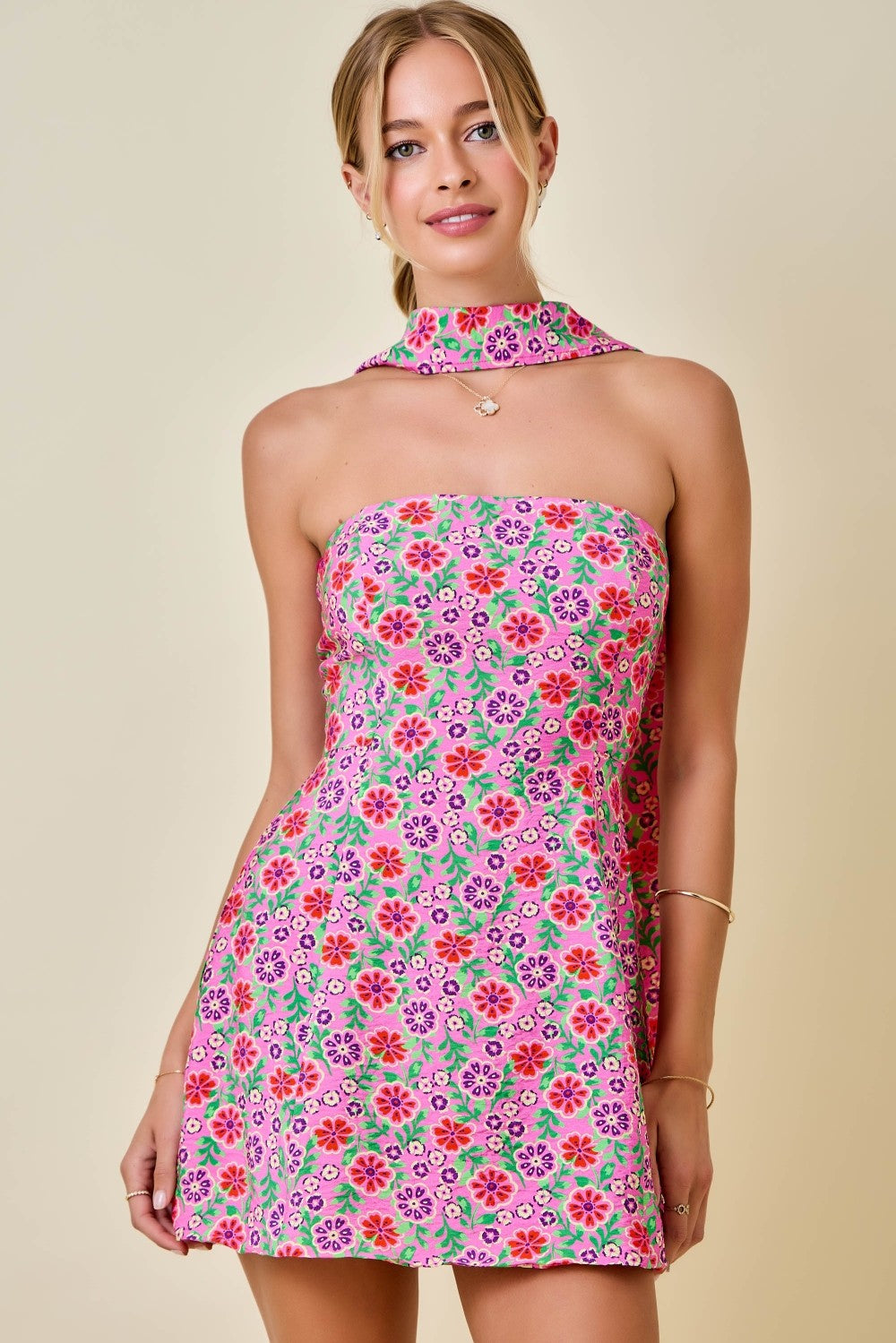 Darla Pink Floral Scarf Dress