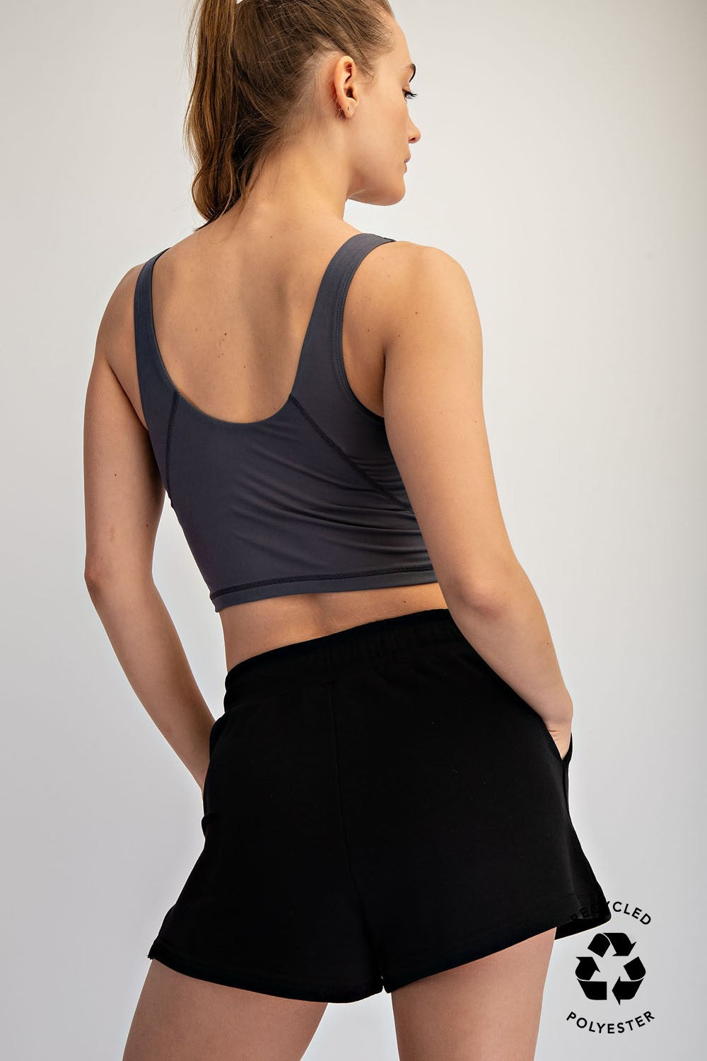 V Neck Yoga Top Charcoal