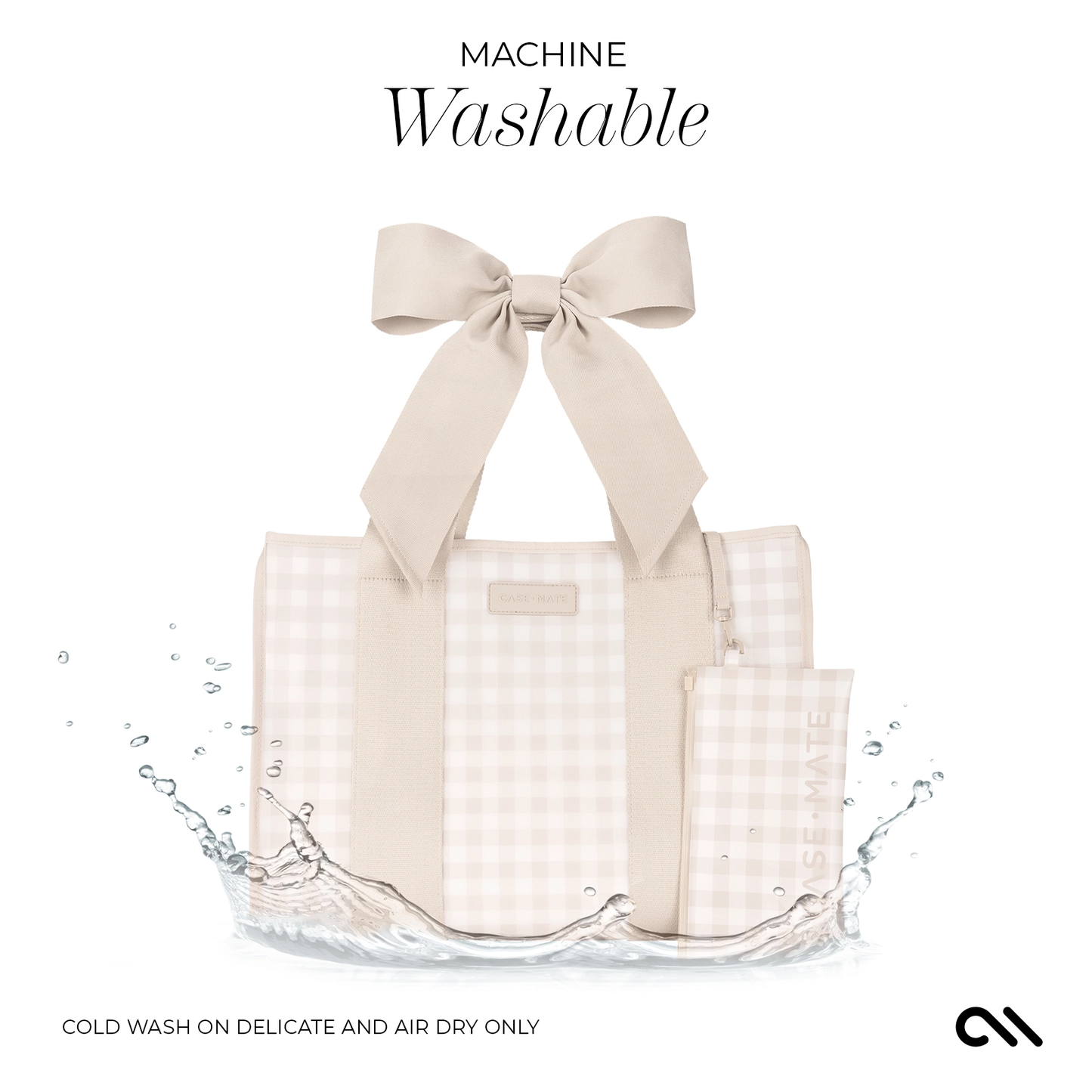Special Edition Jelly Tote w/ Phone Pouch Latte Gingham Bow