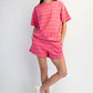 Modal Scuba Stripe Short Sleeve Top Pink