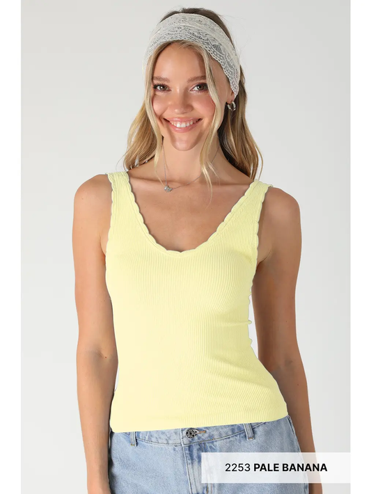 Reversible Scallop Edge Tank Top MULTIPLE COLORS