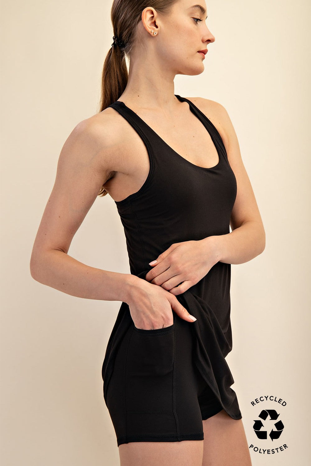 Tennis Romper Dress Black