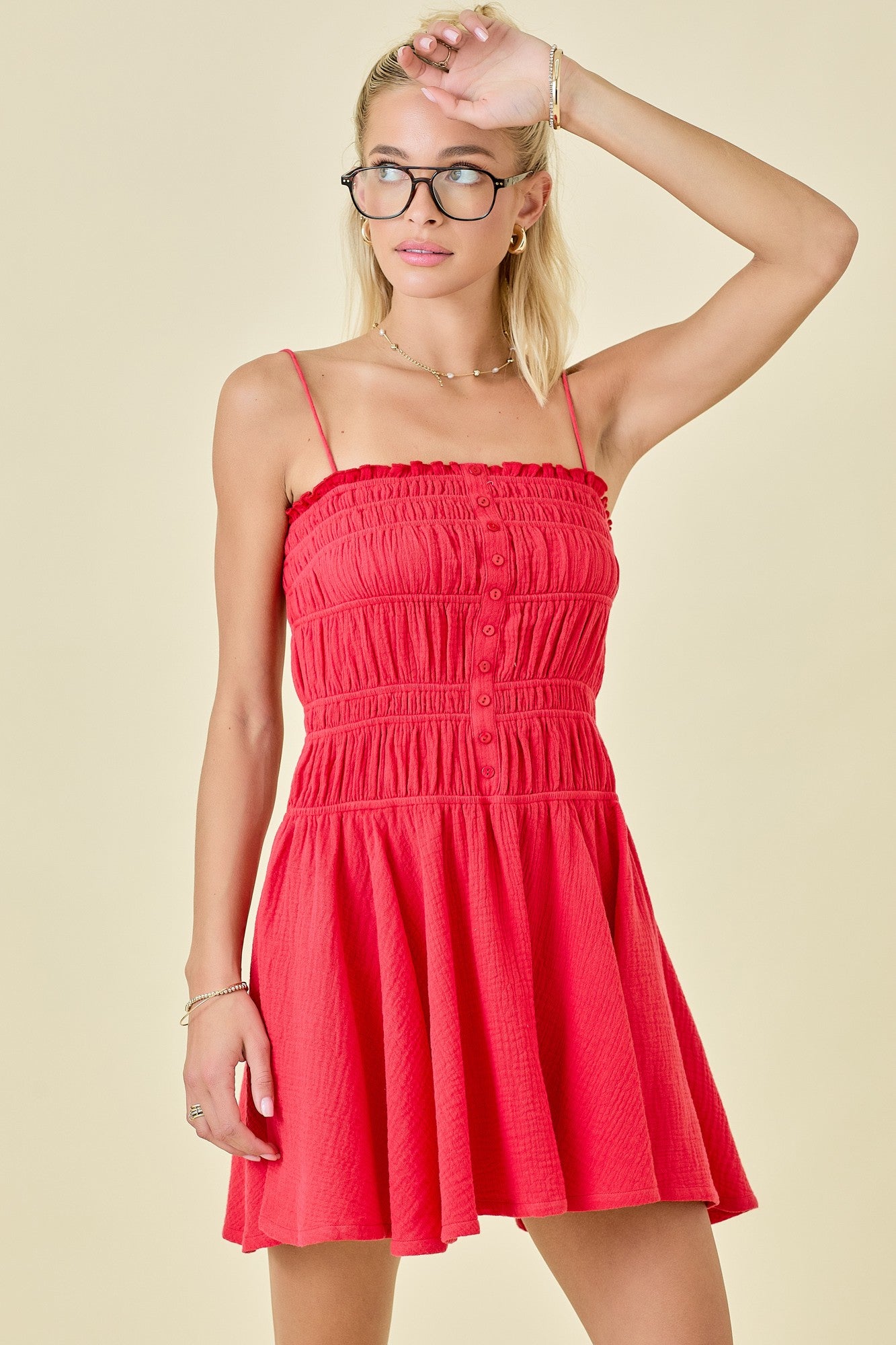 Dana Tiered Mini Dress Red