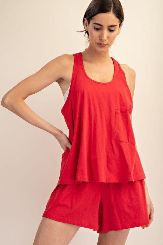 Cotton Racerback Tank Red