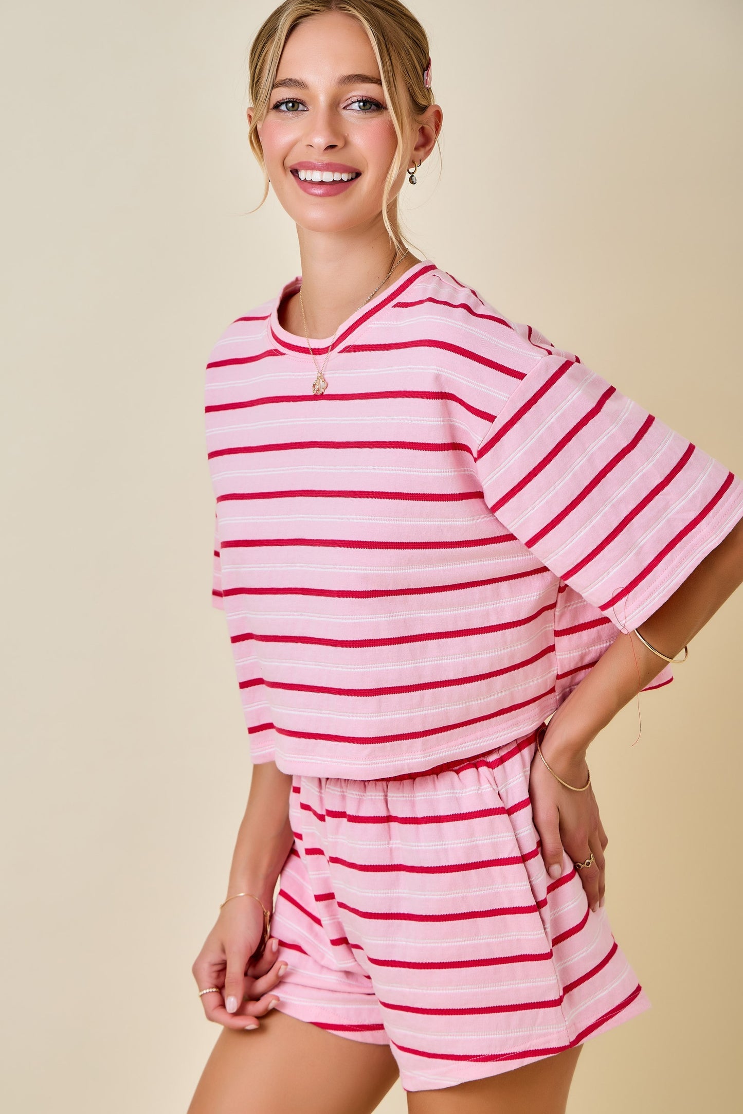 Diana Pink and White Set Top