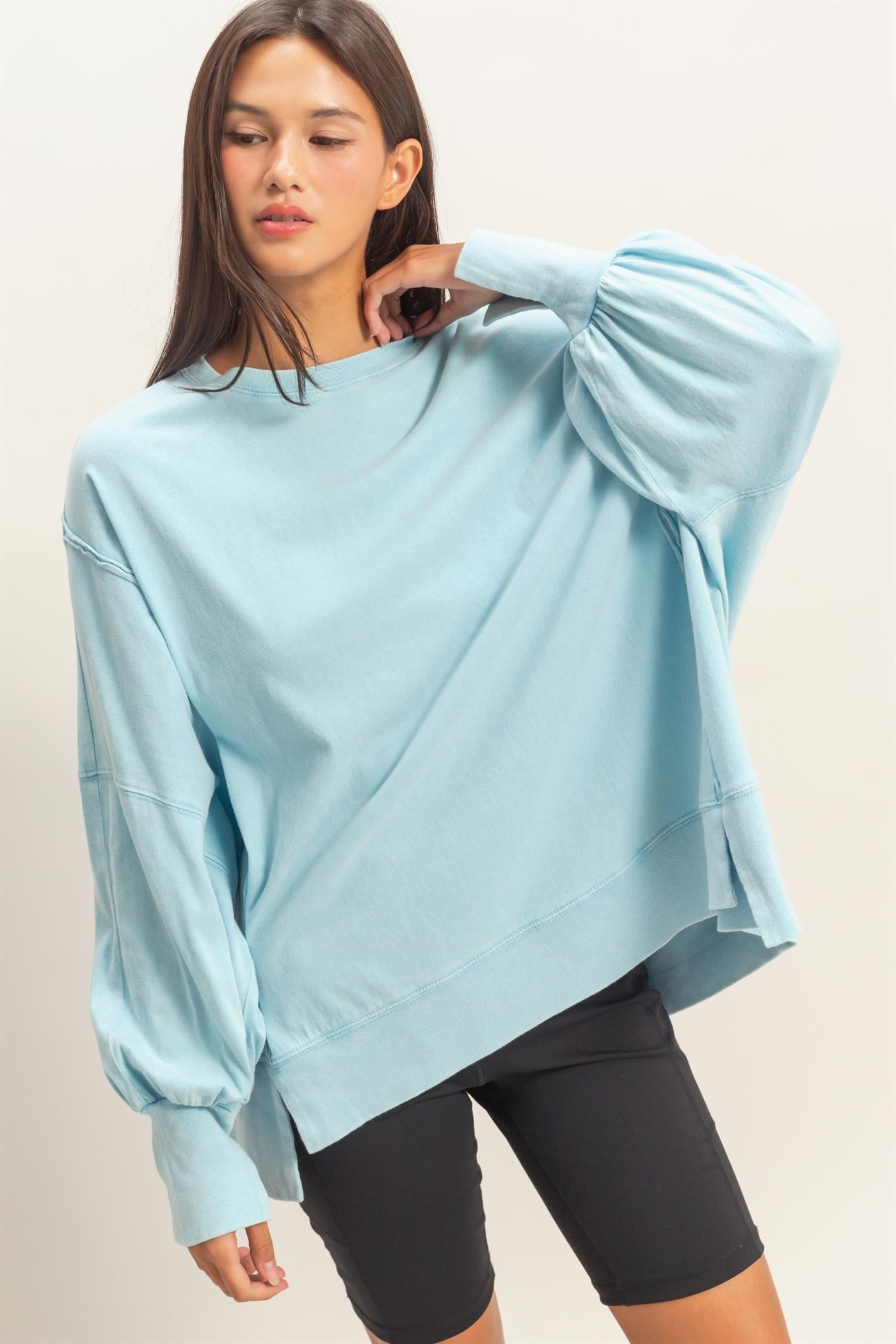 Hannah Oversized Long Sleeve Blue