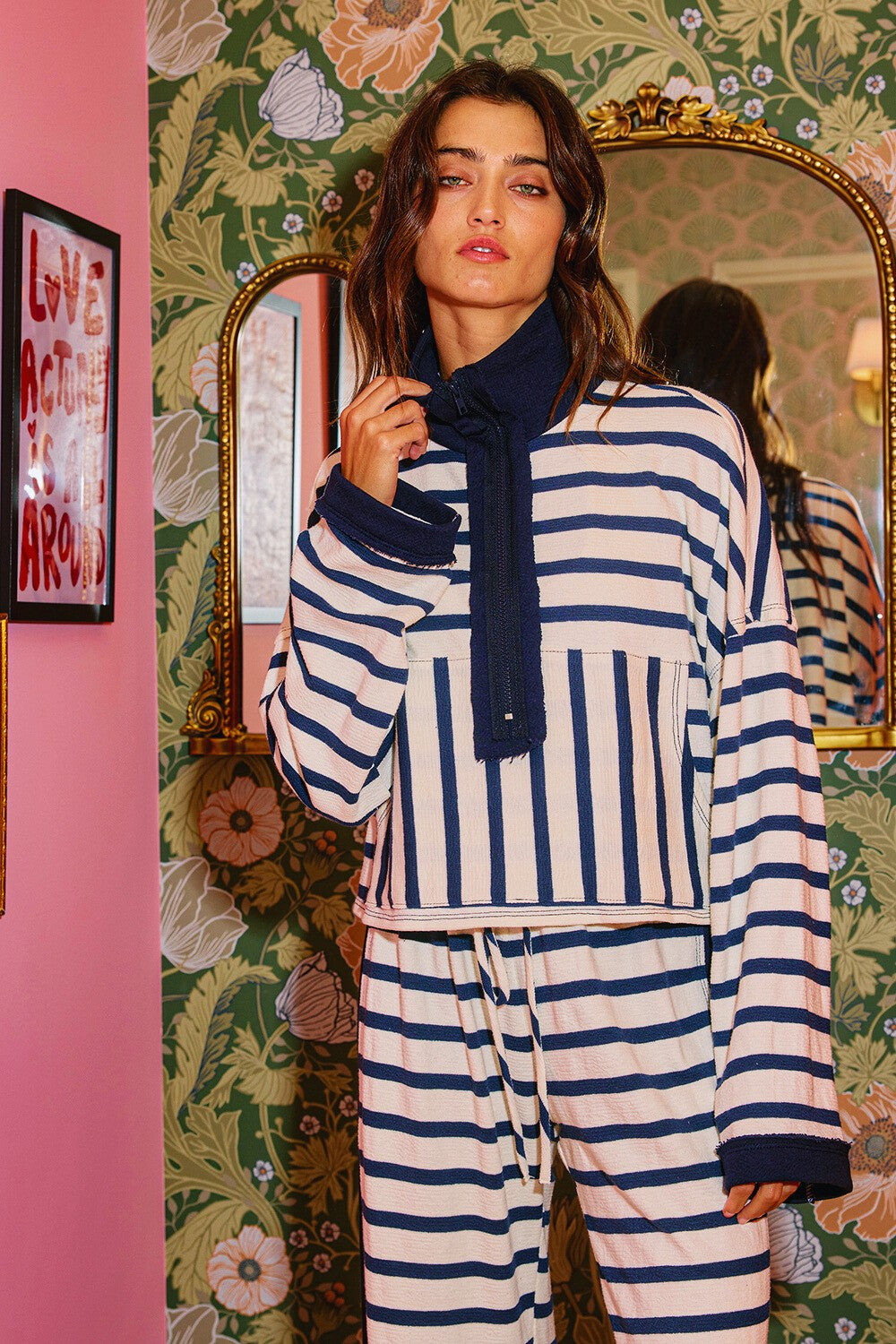 Brandon Navy Striped Top