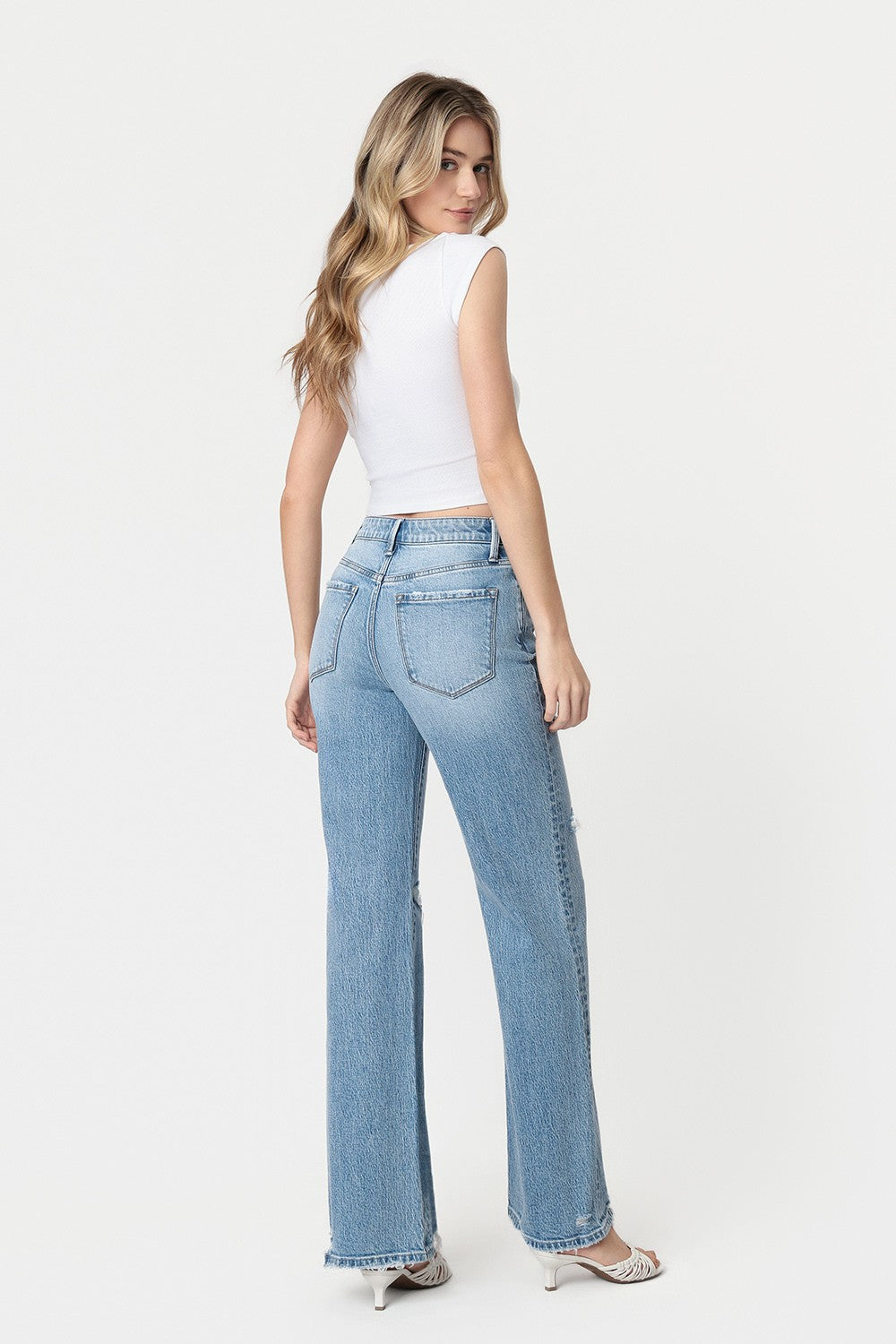 Vervet Super High Rise Distressed Vintage Flare Jeans