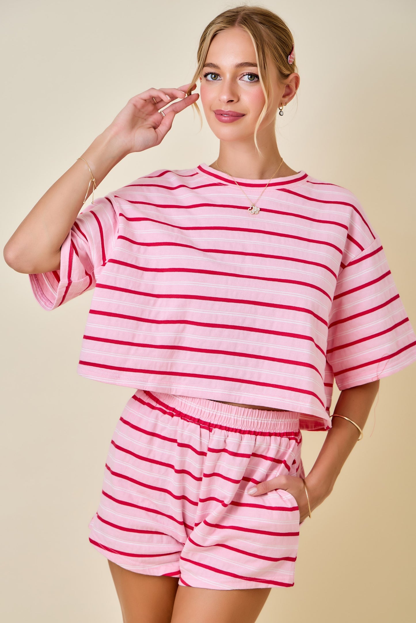 Diana Pink and White Set Top