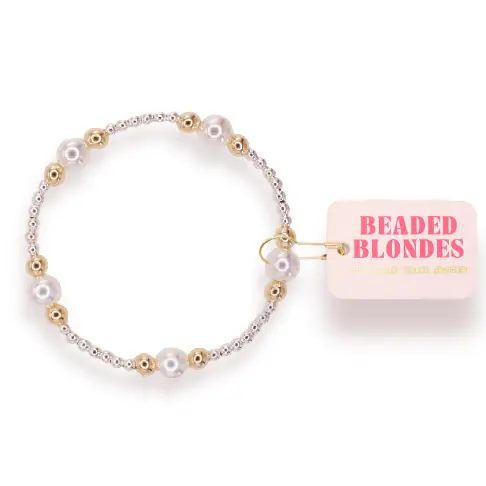 Serena Pearl Bracelet in Silver with Gold Standard 6.75 inch