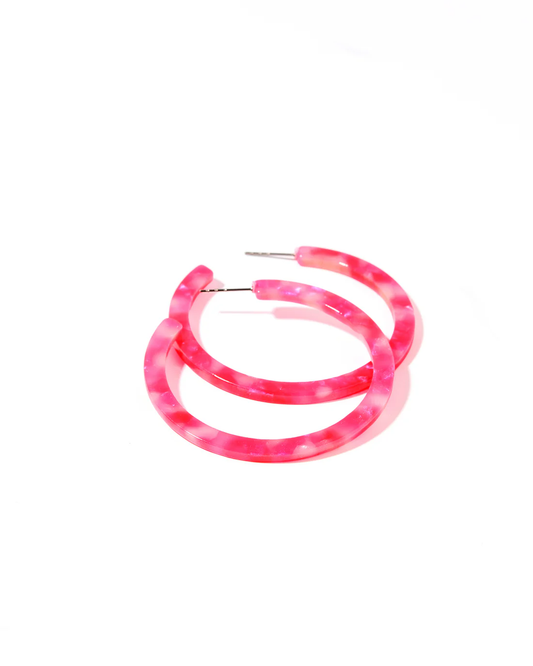 Holly Medium Hoop Earrings - Pink Party Punch