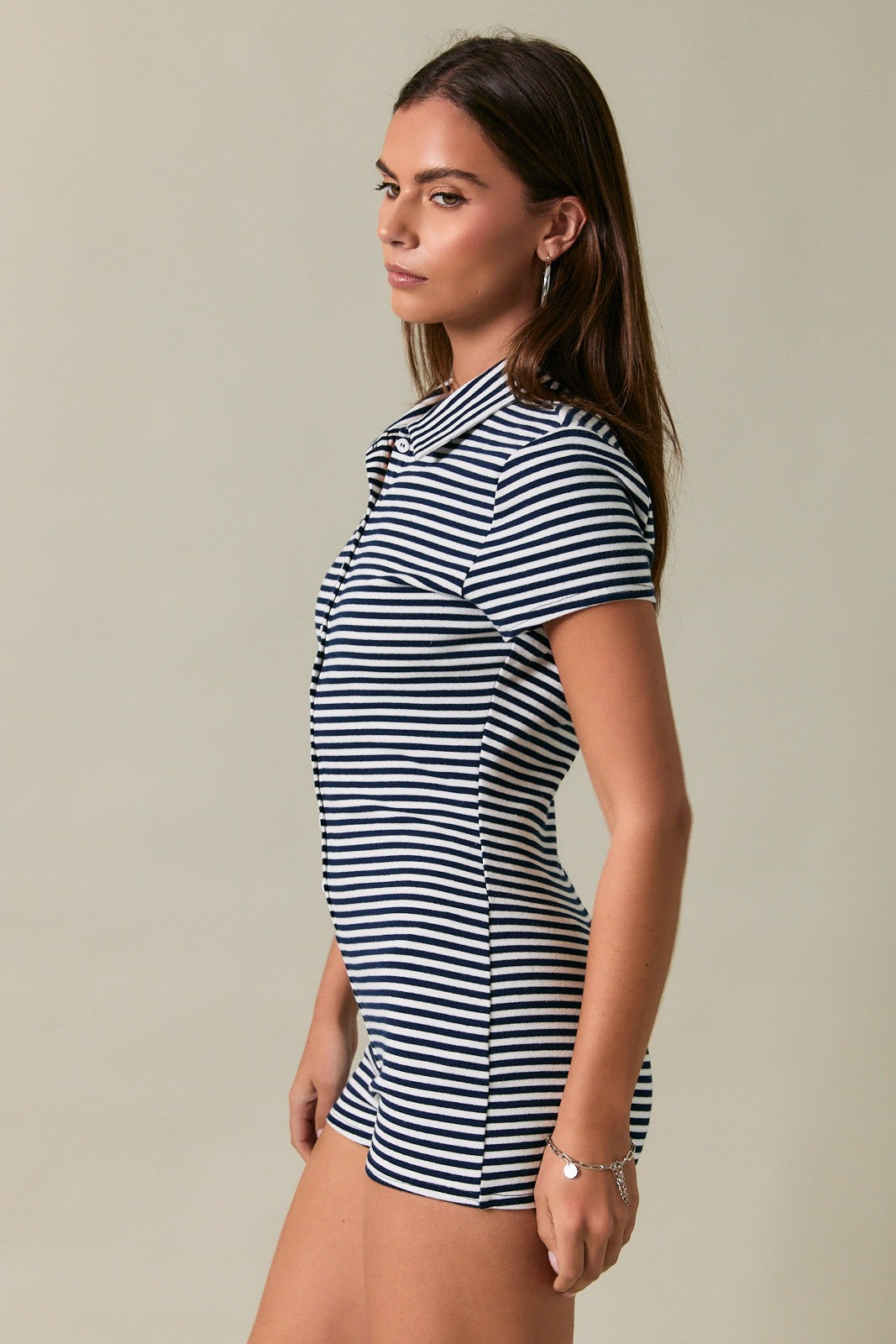 Liberty Navy Striped Romper