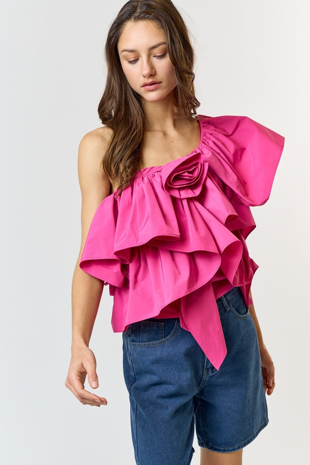 Lucy Pink One Shoulder Top