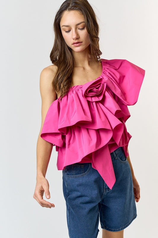 Lucy Pink One Shoulder Top