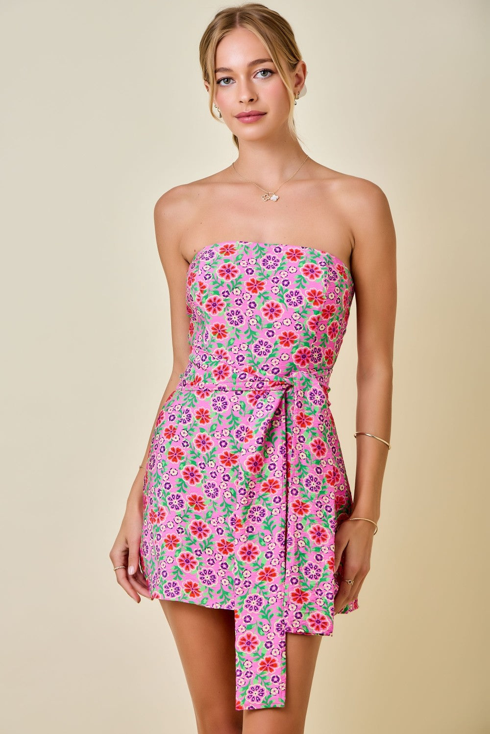 Darla Pink Floral Scarf Dress