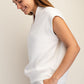 Modal Scuba Quarter Zip Sleeveless Top Cream