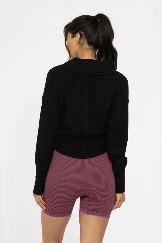 Ballet Chic Ribbed Wrap Top