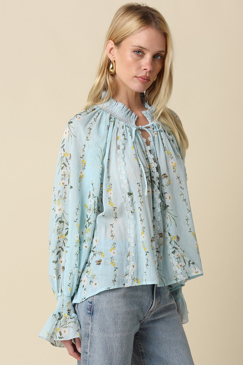 Lyla Floral Tie-neck Blouse